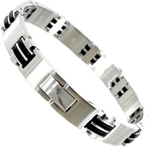 Rochet Roma
Mag Acier Titanium Rubber Insert Classic Mens Link Bracelet